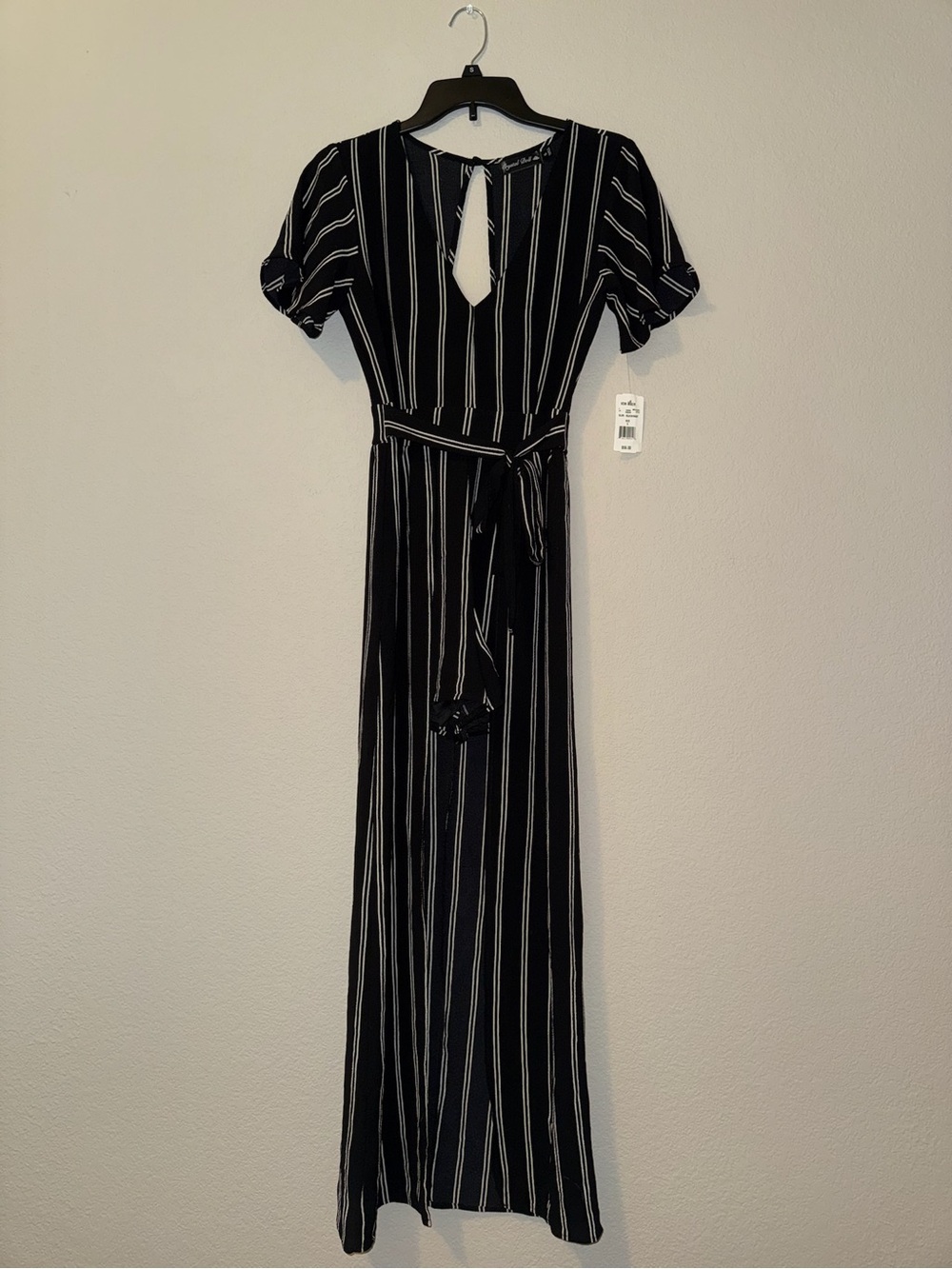 Crystal Doll Black Romper with Maxi Dress and Ivory Stripes
